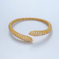 24K Gold plated CZ Beaded Bubble Dotted Open Bangle Cuff Bracelet | WA - 2560 - DLUXCA