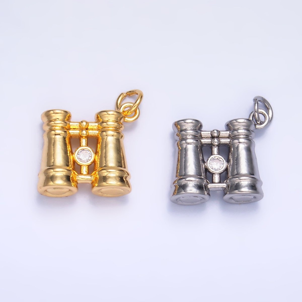 24K Gold plated CZ Binoculars 3D Multidimensional Charm in Gold & Silver | W368 - DLUXCA
