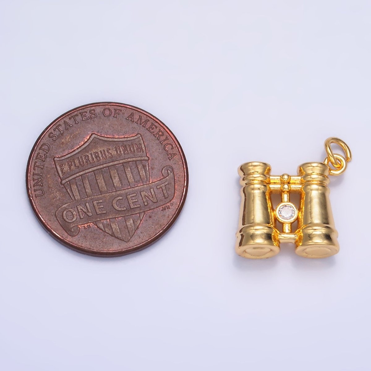 24K Gold plated CZ Binoculars 3D Multidimensional Charm in Gold & Silver | W368 - DLUXCA