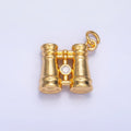 24K Gold plated CZ Binoculars 3D Multidimensional Charm in Gold & Silver | W368 - DLUXCA