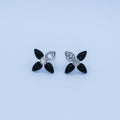 24K Gold plated CZ Black Red Flower Patch Stud Earrings in Gold & Silver | AB197 - DLUXCA