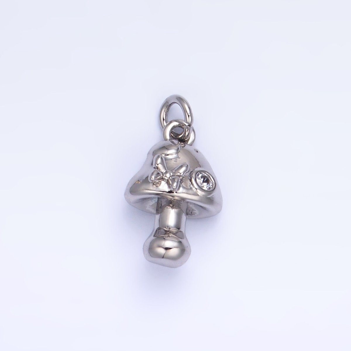 24K Gold plated CZ Butterfly Mushroom Charm in Gold & Silver | W354