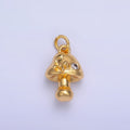 24K Gold plated CZ Butterfly Mushroom Charm in Gold & Silver | W354