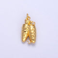 24K Gold plated CZ Carrot Vegetable Multidimensional 3D Charm | N073 - DLUXCA