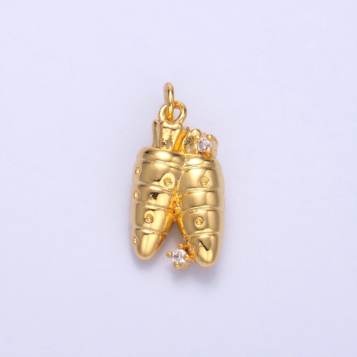 24K Gold plated CZ Carrot Vegetable Multidimensional 3D Charm | N073 - DLUXCA