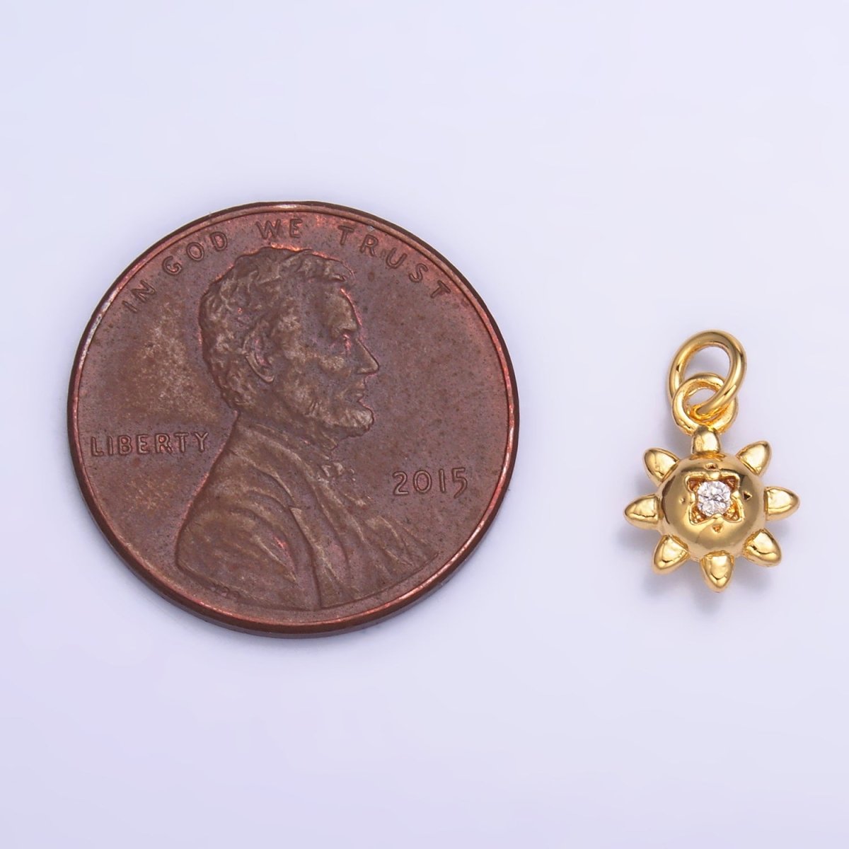 24K Gold plated CZ Celestial Sun Charm in Gold & Silver | W879 - DLUXCA