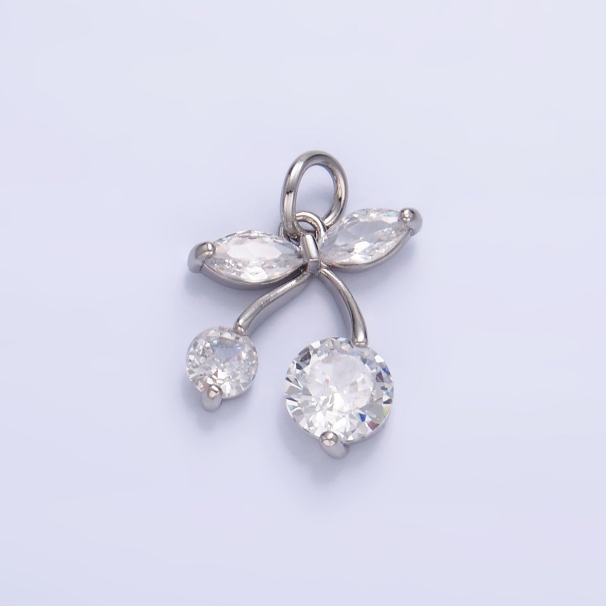 24K Gold plated CZ Cherry Fruit Mini Charm in Gold & Silver | W806 - DLUXCA