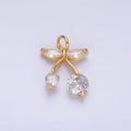 24K Gold plated CZ Cherry Fruit Mini Charm in Gold & Silver | W806 - DLUXCA