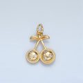 24K Gold plated CZ Cherry Fruit Mini Charm | M045 - DLUXCA