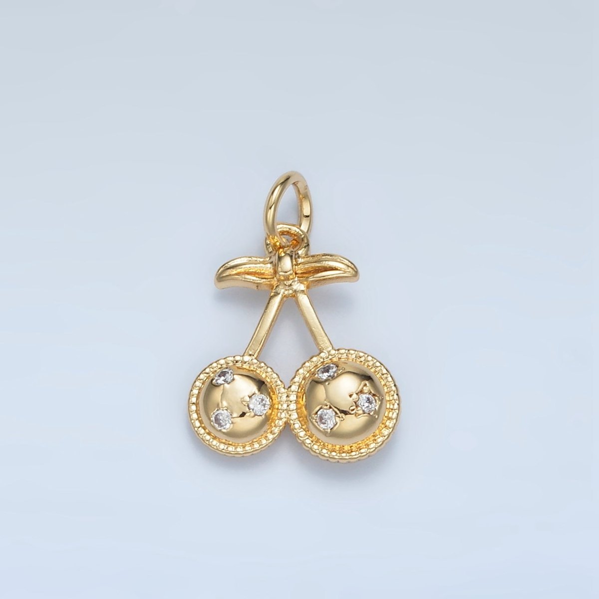 24K Gold plated CZ Cherry Fruit Mini Charm | M045 - DLUXCA