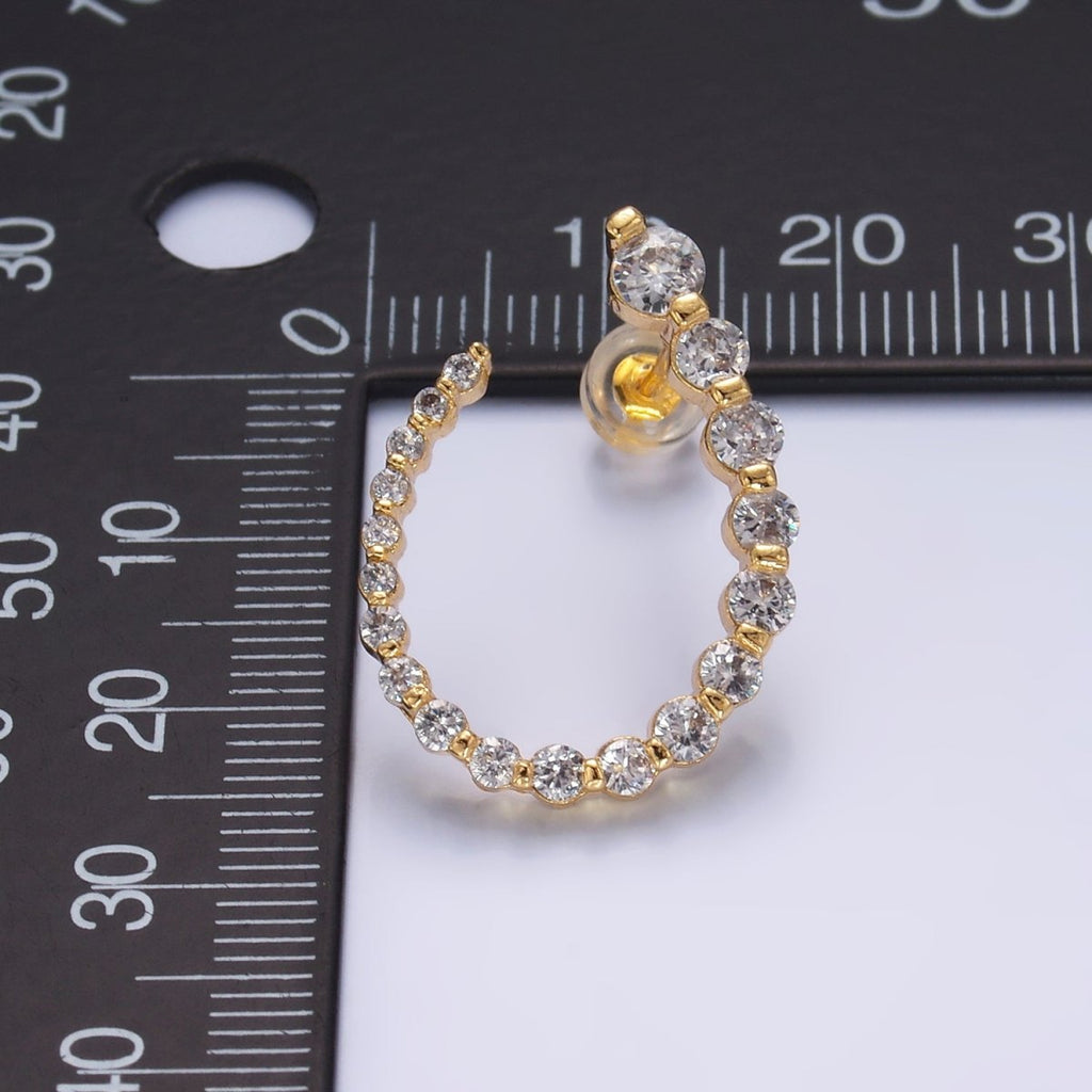 24K Gold plated CZ Circular U - Shaped Horseshoe Earrings Set | AB873 - DLUXCA