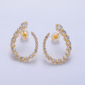 24K Gold plated CZ Circular U - Shaped Horseshoe Earrings Set | AB873 - DLUXCA