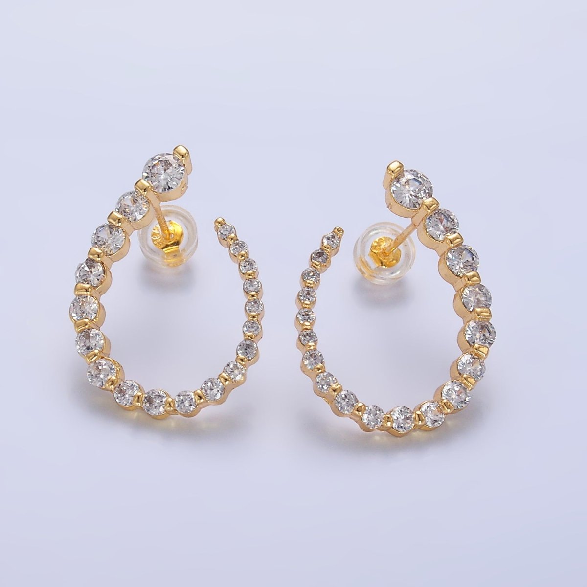 24K Gold plated CZ Circular U - Shaped Horseshoe Earrings Set | AB873 - DLUXCA