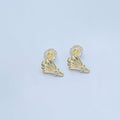 24K Gold plated CZ Clam Sea Shell Stud Drop Earrings | Z1131 - DLUXCA