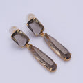 24K Gold plated CZ Cubic Zirconia Baguette Teardrop Dangle Studs Earrings | Y-232~Y-243 - DLUXCA