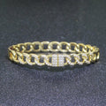 24K Gold plated CZ Curb Cable Chain Link Bracelet Stackable Jewelry | WA-069 Clearance Pricing - DLUXCA