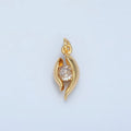 24K Gold plated CZ Curved Band Geometric Mini Charm in Gold & Silver | E378