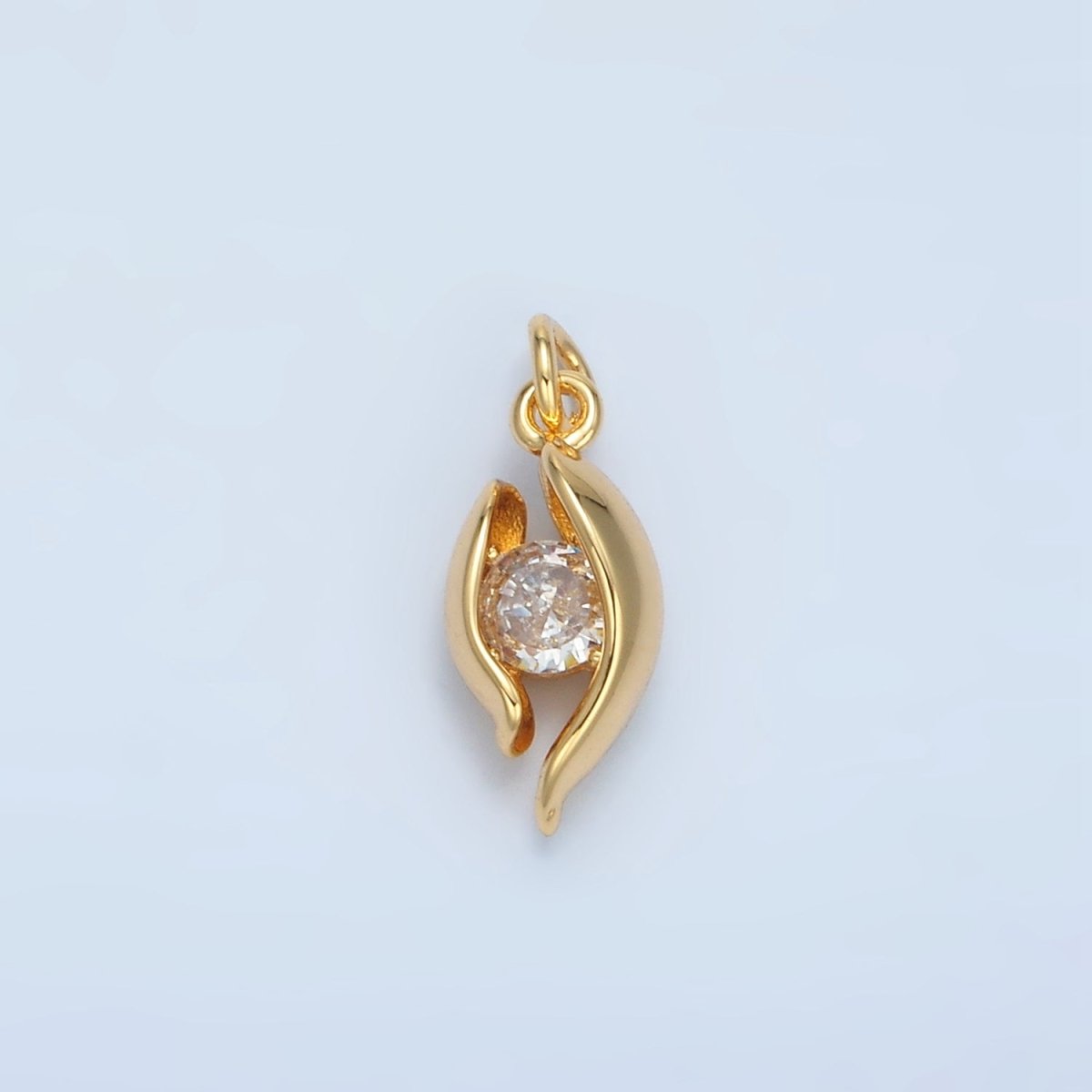 24K Gold plated CZ Curved Band Geometric Mini Charm in Gold & Silver | E378