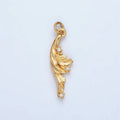 24K Gold plated CZ Curved Waves Leaf Nature Charm | AC131 - DLUXCA