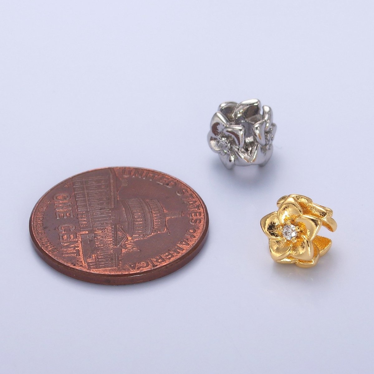 24K Gold plated CZ Daffodil Flower Bead in Gold & Silver | B242 
