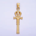 24K Gold plated CZ Dainty Ankh Cross Charm | AA - 1067 - DLUXCA