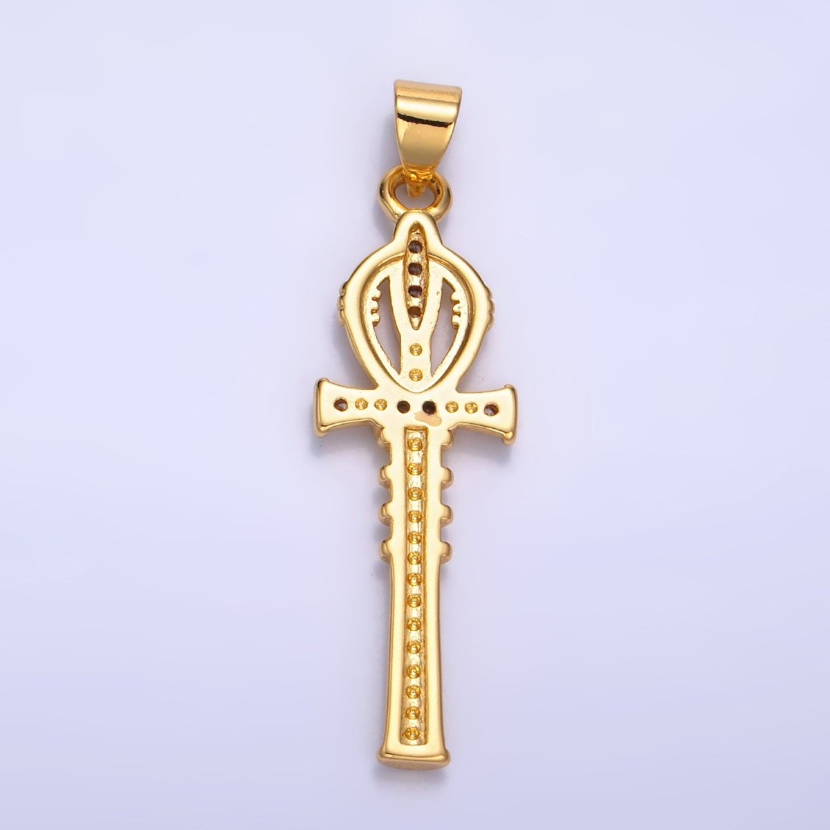 24K Gold plated CZ Dainty Ankh Cross Charm | AA - 1067 - DLUXCA