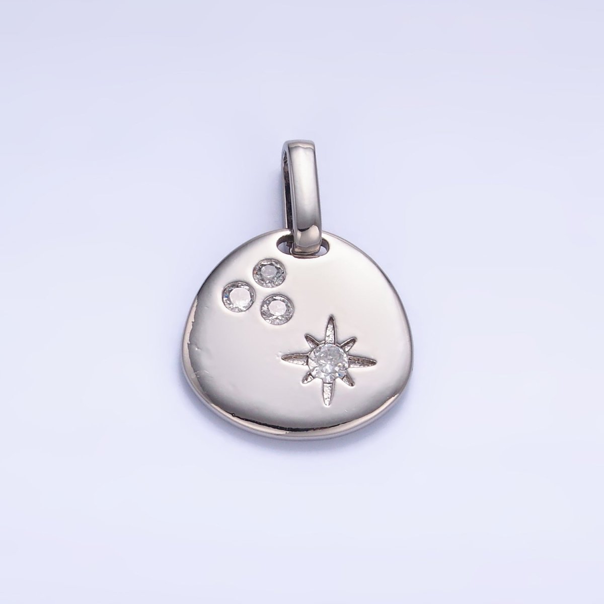 24K Gold plated CZ Dotted Celestial Star Round Pendant in Gold & Silver | AA1084 - DLUXCA