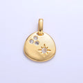 24K Gold plated CZ Dotted Celestial Star Round Pendant in Gold & Silver | AA1084 - DLUXCA