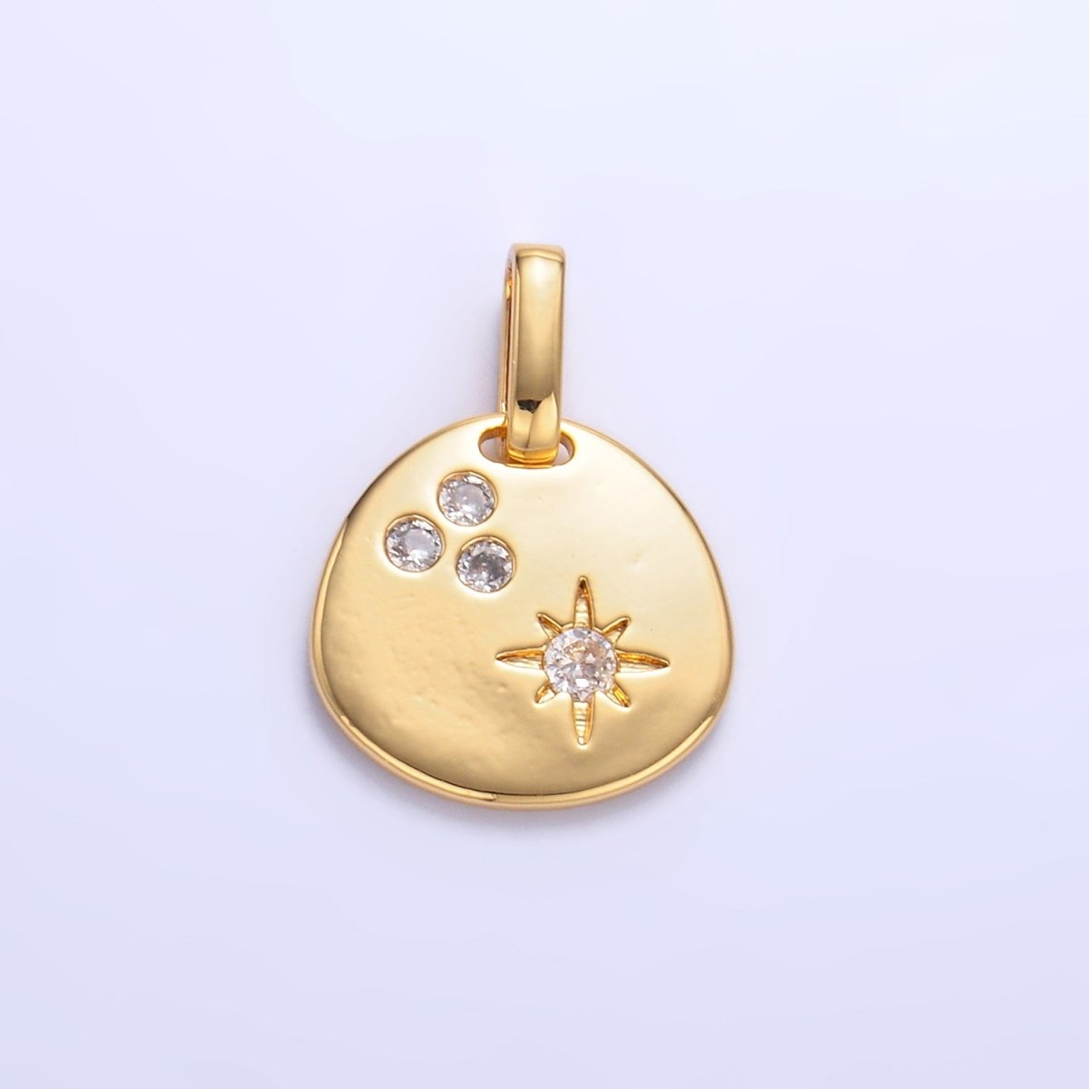 24K Gold plated CZ Dotted Celestial Star Round Pendant in Gold & Silver | AA1084 - DLUXCA