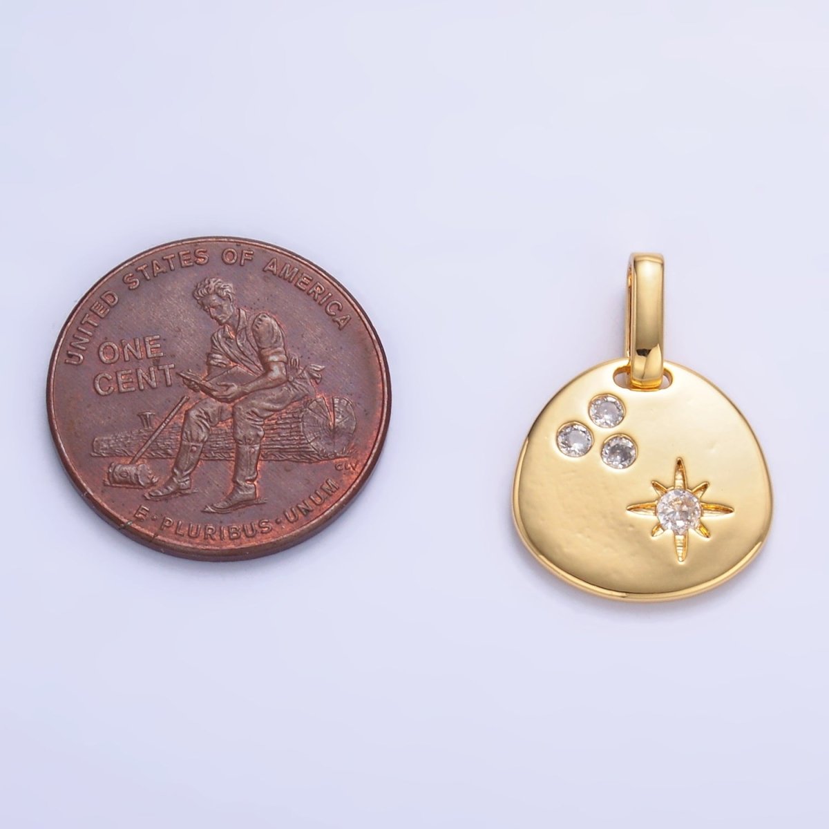 24K Gold plated CZ Dotted Celestial Star Round Pendant in Gold & Silver | AA1084 - DLUXCA