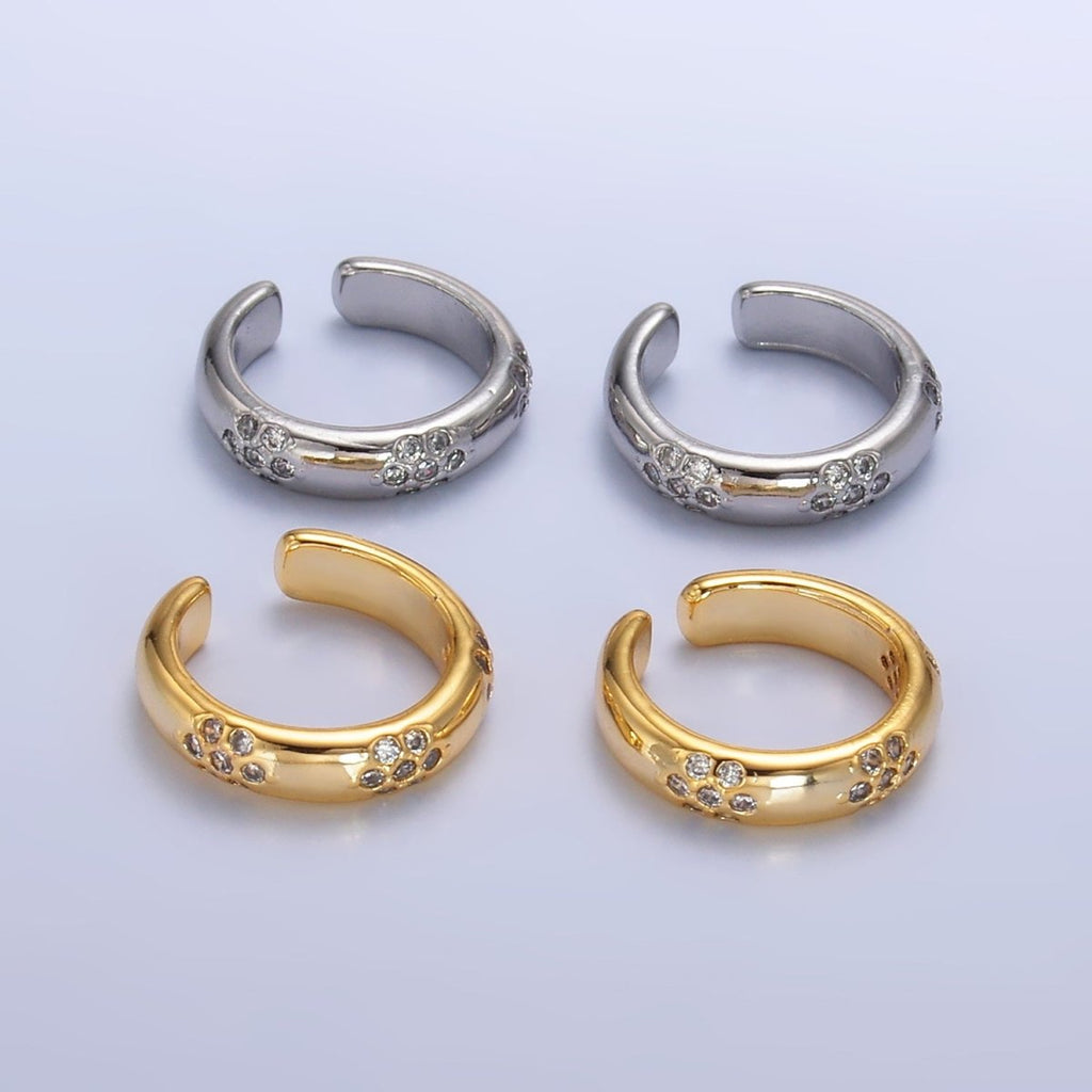 24K Gold plated CZ Dotted Ear Cuff Earrings in Gold & Silver | AI171 AI172