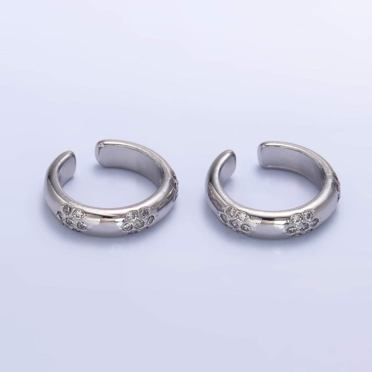 24K Gold plated CZ Dotted Ear Cuff Earrings in Gold & Silver | AI171 AI172