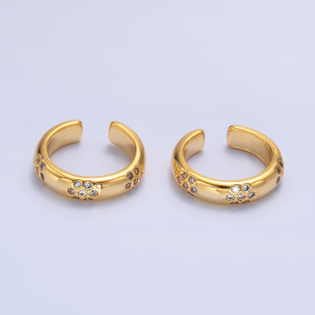 24K Gold plated CZ Dotted Ear Cuff Earrings in Gold & Silver | AI171 AI172
