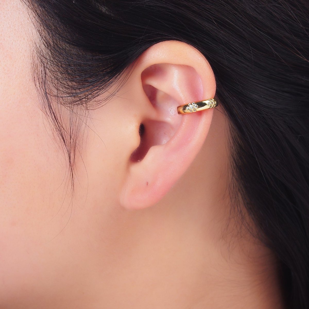 24K Gold plated CZ Dotted Ear Cuff Earrings in Gold & Silver | AI171 AI172