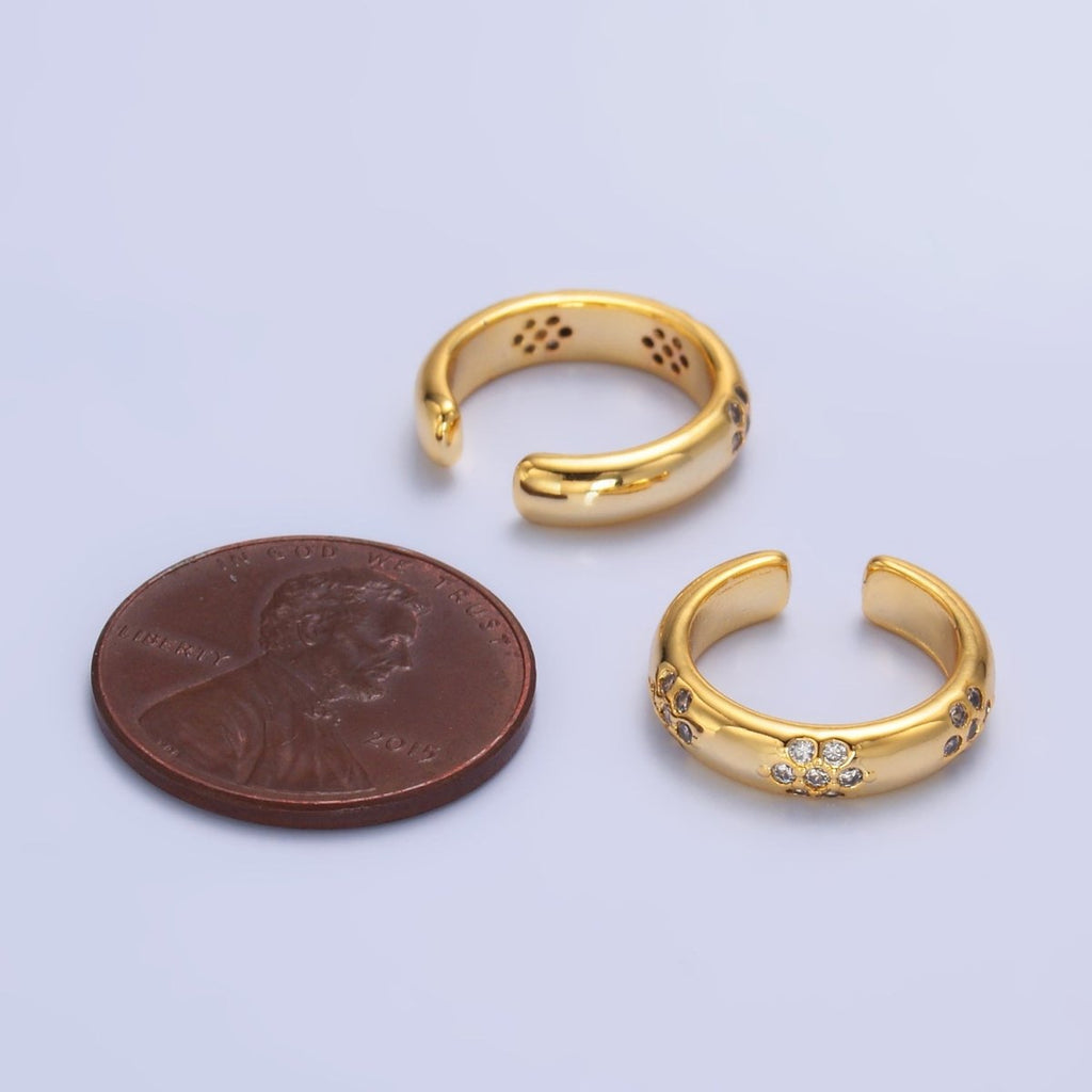 24K Gold plated CZ Dotted Ear Cuff Earrings in Gold & Silver | AI171 AI172
