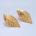 24K Gold plated CZ Dotted Micro Paved Leaf Stud Earrings | AD778 - DLUXCA
