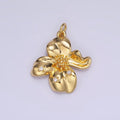 24K Gold plated CZ Dotted Molten Foil Flower Petal Charm in Gold & Silver | C242 - DLUXCA