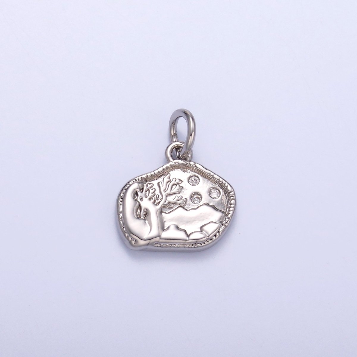 24K Gold plated CZ Dotted Ocean Sea Coral Reef Charm in Gold & Silver | N072 