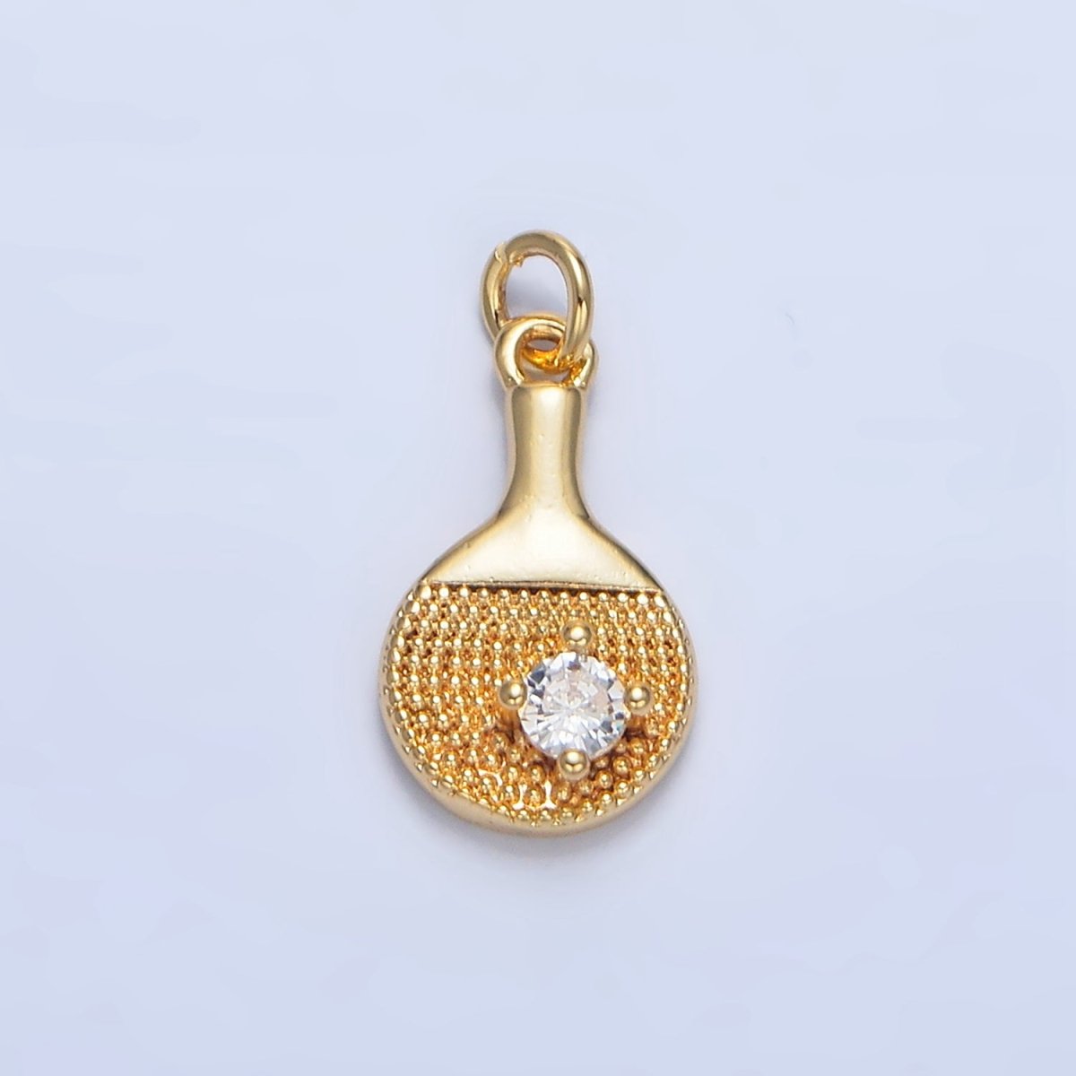 24K Gold plated CZ Dotted Table Tennis Paddle Sports Charm | X854 - DLUXCA