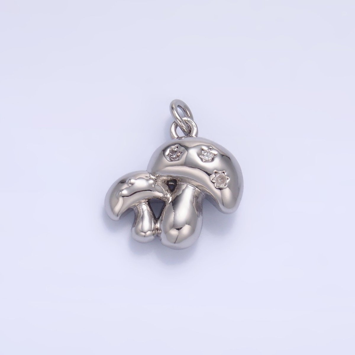 24K Gold plated CZ Double Mushroom 3D Multidimensional Charm in Gold & Silver | W884 - DLUXCA