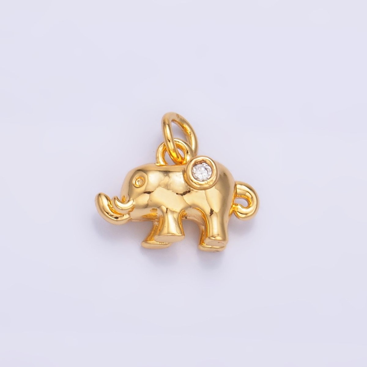 24K Gold plated CZ Elephant Animal 3D Multidimensional Charm in Gold & Silver | W400 - DLUXCA