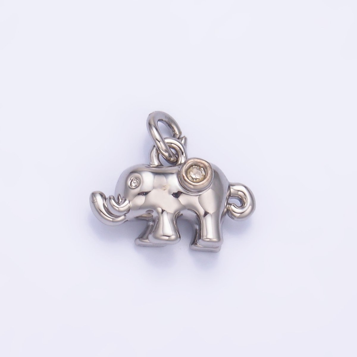 24K Gold plated CZ Elephant Animal 3D Multidimensional Charm in Gold & Silver | W400 - DLUXCA