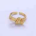 24K Gold plated CZ Evil Eye Ribbed Tied Band Ring in Gold & Silver | R178 R179
