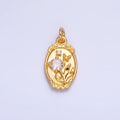 24K Gold plated CZ Flower Butterfly Oval Charm in Gold & Silver | W383