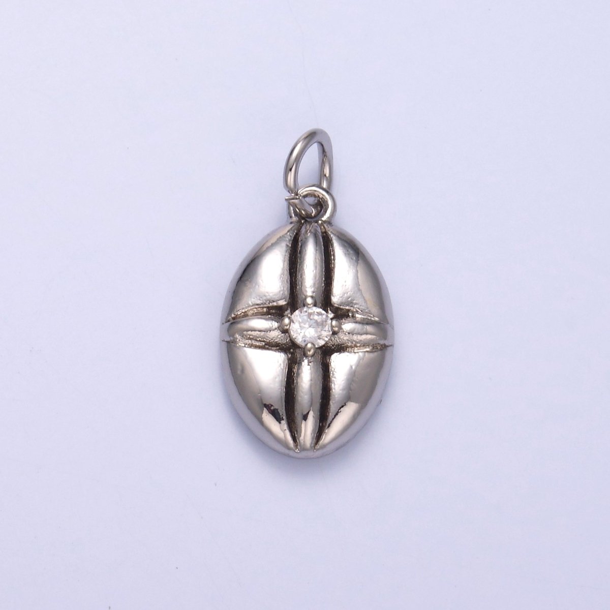 24K Gold plated CZ Flower Oval Charm in Gold & Silver | N074 