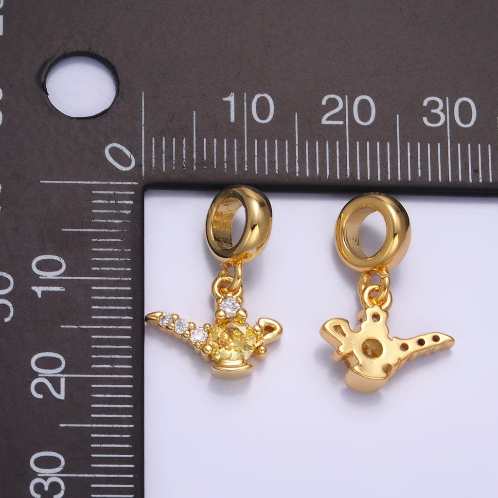 24K Gold plated CZ Genie Bottle Lamp Rhondelle Drop Pendant | W408 - DLUXCA
