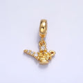 24K Gold plated CZ Genie Bottle Lamp Rhondelle Drop Pendant | W408 - DLUXCA