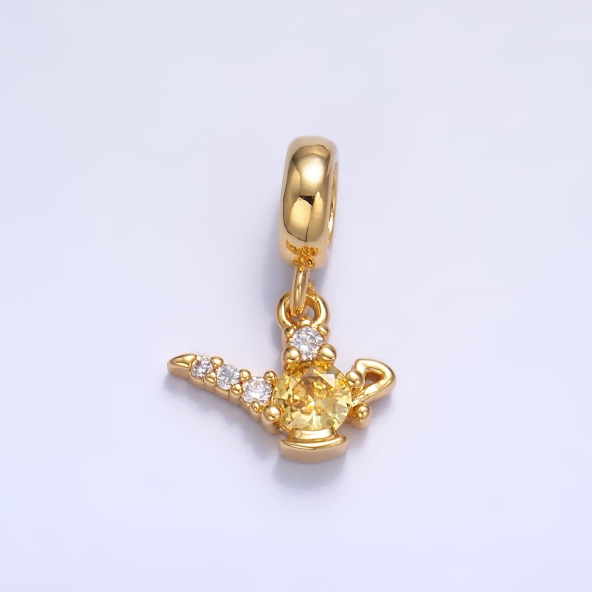 24K Gold plated CZ Genie Bottle Lamp Rhondelle Drop Pendant | W408 - DLUXCA