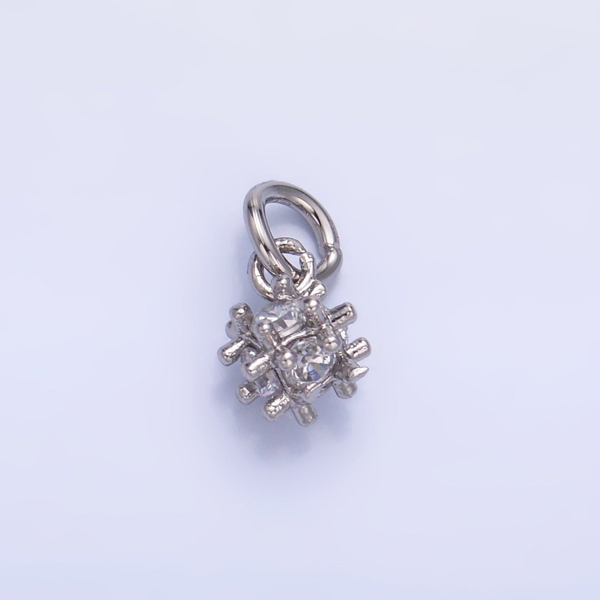 24K Gold plated CZ Geometric Bar Square Mini Charm in Gold & Silver | W887 
