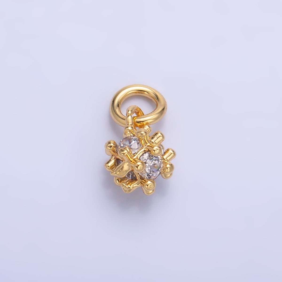 24K Gold plated CZ Geometric Bar Square Mini Charm in Gold & Silver | W887 